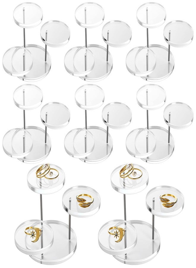 BrightRow 8 Pack Round Acrylic Display Riser Stands for Small Items 3 Tier Jewelry Display Stands Clear Round Riser for Small Items Crystal Jewelry Rings Earrings Mini Figurines - Image 1